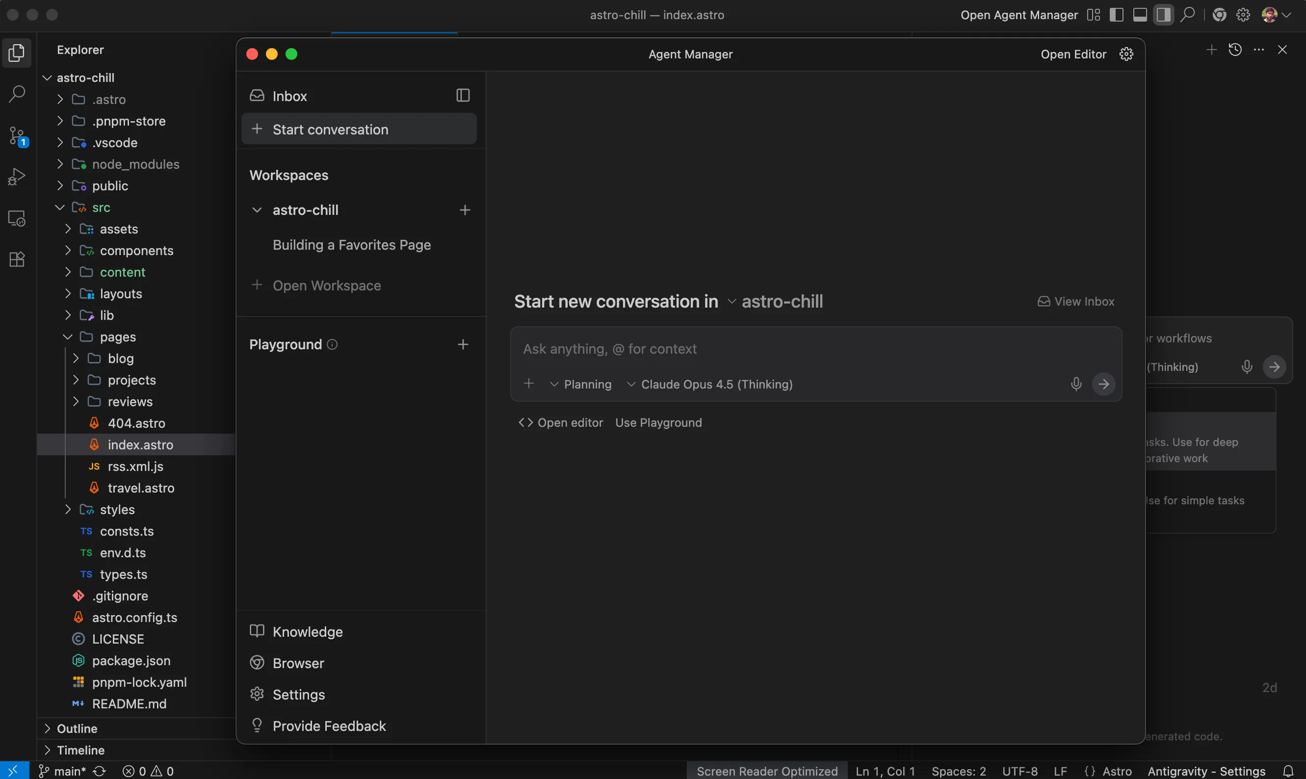 Antigravity Agent Manager UI